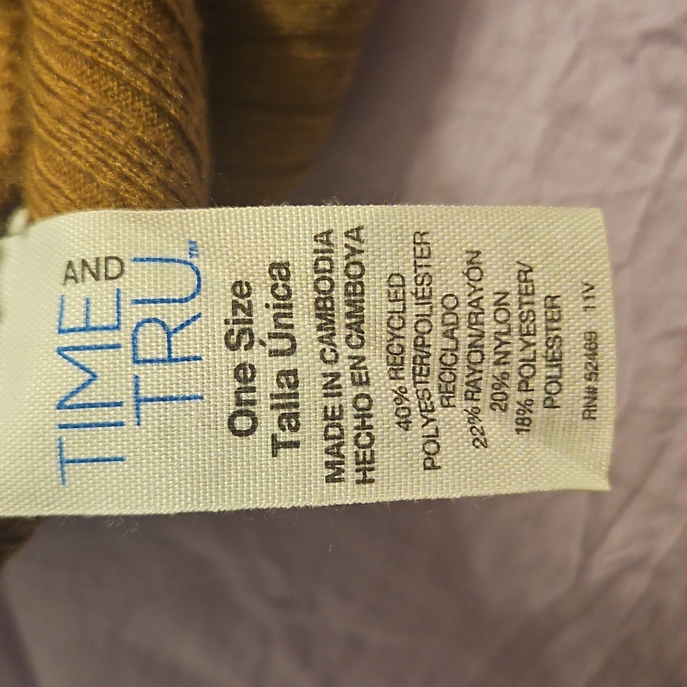 Time and Tru Mustard Brown Knit Hat - Picture 2 of 3